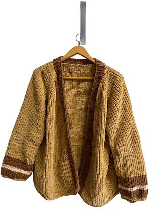 Кардиган жіночий в'язаний оверсайз baby velour бежево-кремовий