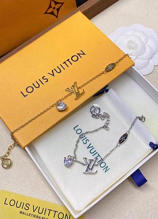 Браслет с подвеской сердечком lv из медицинской стали (stainless steel) лимонная позолота