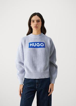 Светр жіночий hugo blue в'язаний світло-сірий/блідо-блакитний меланж