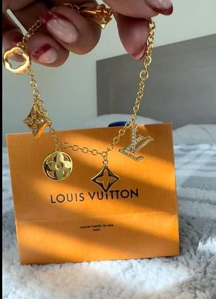Гіпоалергенний позолочений браслет з lv з медичної сталі (stainless steel)
