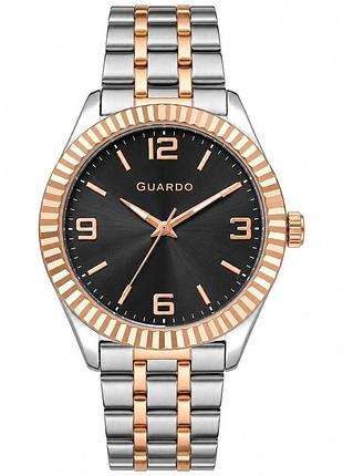 Женские часы guardo premium 012753-4 комбинированный корпус сталь с розовым золотом комбинированный стальной браслет тёмно-зелёный