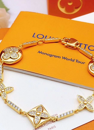 Браслет с подвесками lv из медицинской стали (stainless steel) лимонная позолота