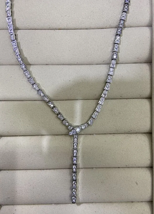 Кольє булгарі серпанті з медичної сталі (stainless steel), біла позолота