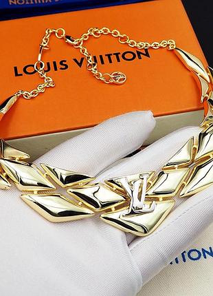 Колье lv из медицинской стали (stainless steel) лимонная позолота