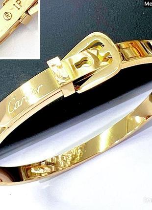 Браслет картьє з медичної сталі (stainless steel), лимонна позолота