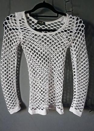Лонгслів dollskill сітчастий білий y2k punk streetwear sk8 harajuku