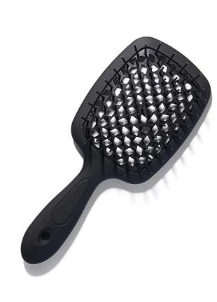 Щітка для волосся hollow comb superbrush plus black з покриттям soft touch
