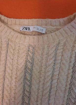 Светр жіночий zara бежевий зі стразами