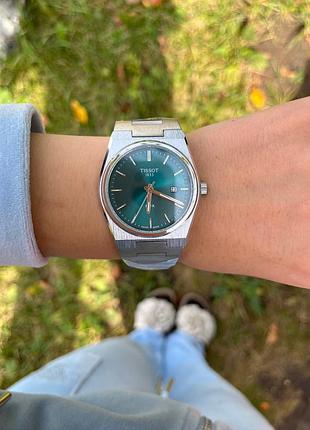 Мужские часы tissot prx 80 green quartz - кварцевый, 40 мм, зеленый циферблат, сапфировое стекло, стальной браслет