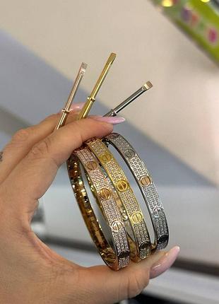 Браслет картье лав 19 см из медицинского золота stainless steel, цвета лимонного золота
