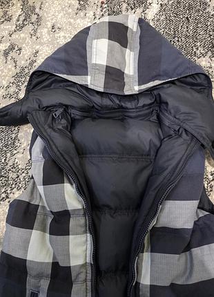 Пуховик burberry в клітинку, чорно-сірий, двостороння, жіночий