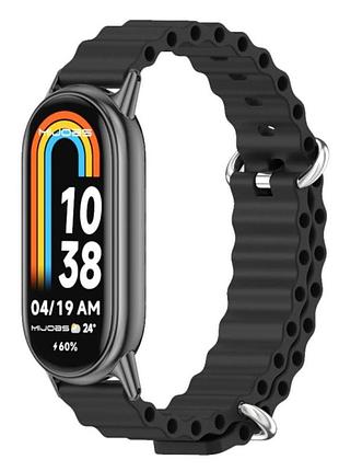 Силіконовий ремінець mijobs ocean для фітнес браслета xiaomi mi smart band 8 - black