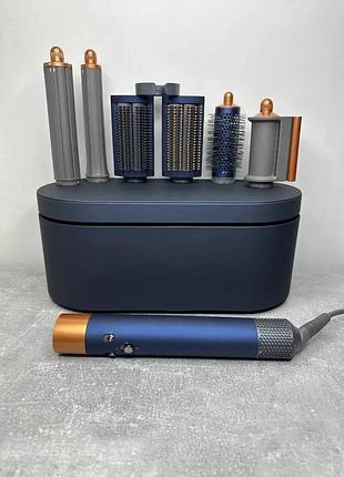 Мультистайлер, стайлер для волос hs05 с кейсом airwrap complete long 6 насадок prussian blue/copper