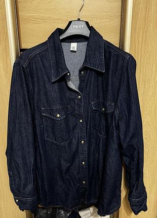 Сорочка жіноча h&m джинсова синя xl