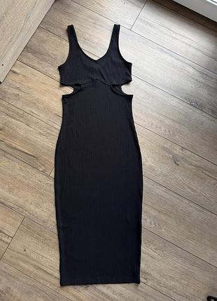 Чорна сукня в рубчик / чорне плаття h&m 2