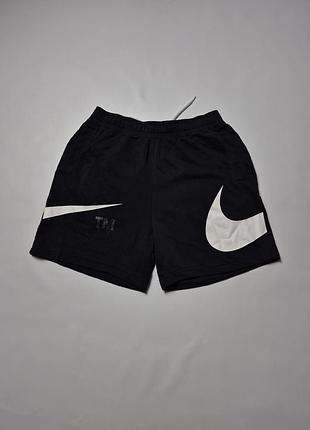 Черные трикотажные шорты nike big swoosh размер l оригинал dd5997-010