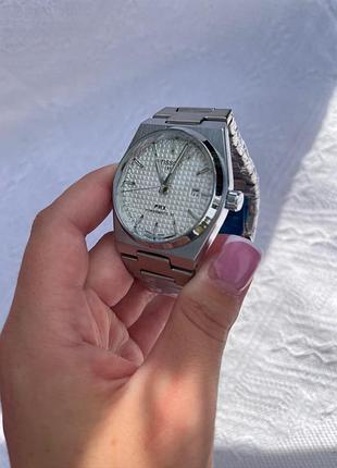 Мужские часы tissot prx powermatic 80 40 мм - механический автоматический, белый циферблат, сапфировое стекло, стальной браслет