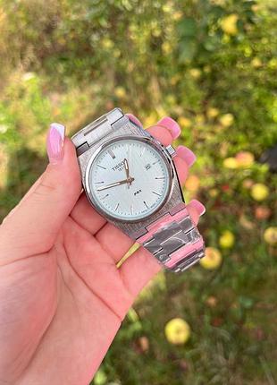 Мужские часы tissot prx 80 green quartz 40 мм - кварцевый, циферблат tiffany, сапфировое стекло, стальной браслет