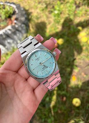 Мужские часы tissot prx powermatic 80 40 мм - механический автоматический, циферблат tiffany, стальной браслет