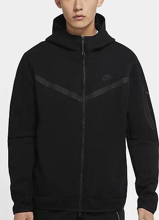 Черная мужская толстовка nike sportswear tech fleece
