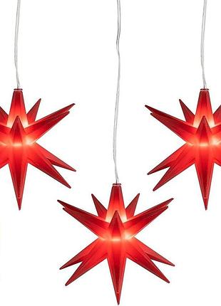 Декоративные led-звезды с голографическим эффектом 3d lightzone на батарейках (диаметр 34 см) красные