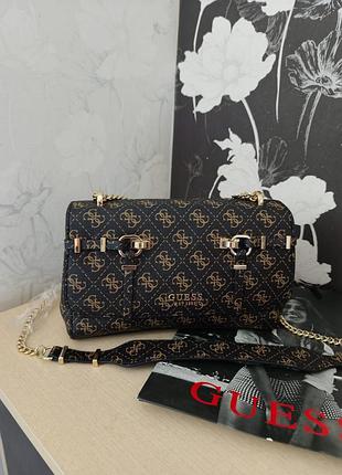 Крос-боді жіноча guess з монограмою, коричнева