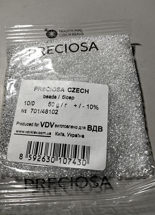 Бисер чехия preciosa 10/0 № 48102 (глазированный белый) / 50 грамм