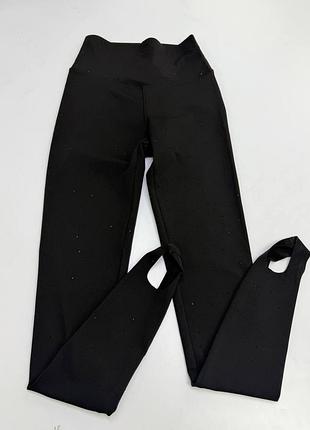 Лосины женские push-up утягивающие со штрипками и стразами черные xs