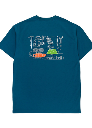 Футболка  montbell men's wickron mountain gear t-shirt - blue green  - m arcteryx black diamond petzl mammut