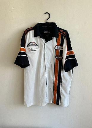 Рубашка harley davidson racing vintage button short sleeve biker rock style