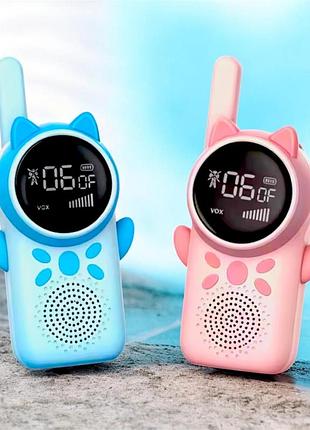 Детские рации walkie talkie d25 blue+pink – комплект из 2 раций с аккумулятором и usb зарядкой