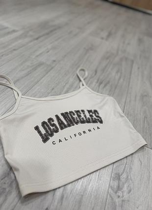 Жіночий топ з написом los angeles california, бежевий