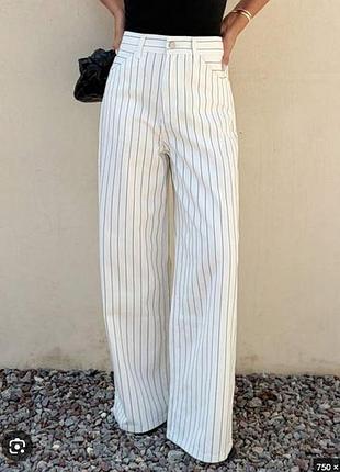 Широкі джинси в смужку (wide-leg) marks & spencer, високий зріст