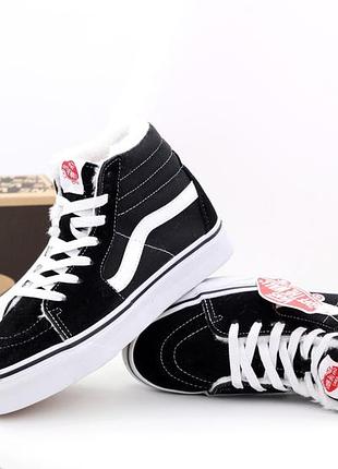 Vans зимние кеды vans sk8 winter hi ванс олд скул меховые женские и мужские замшевые черные 36