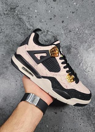 Кросівки жіночі nike air jordan 4 retro pink black gold