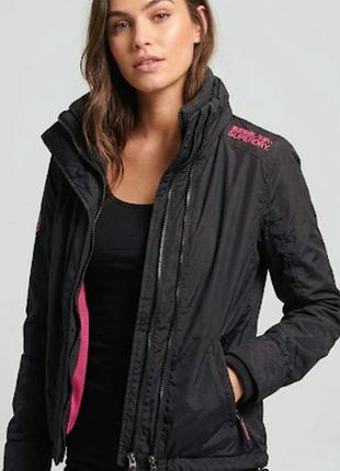 Куртка жіноча superdry оверсайз чорна з високим коміром