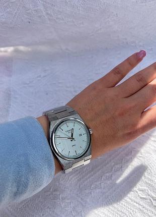 Мужские часы tissot prx 80 green quartz 40 мм - кварцевый, циферблат tiffany, сапфировое стекло, стальной браслет