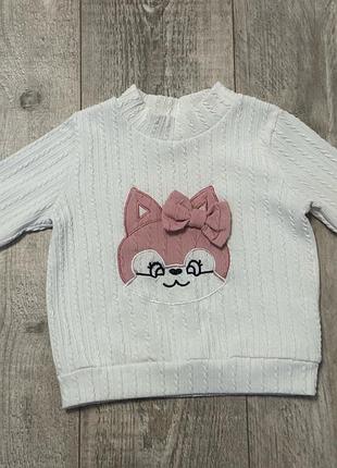 Кофта для дівчаток біла з котиком