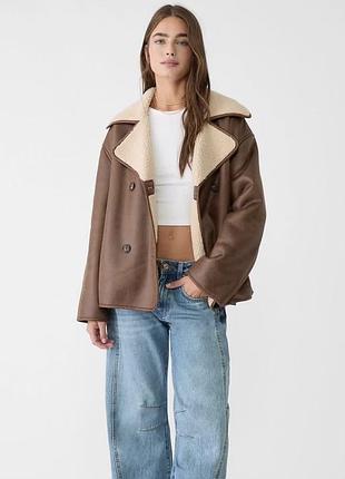 Жіноча дублянка stradivarius коричнева 5