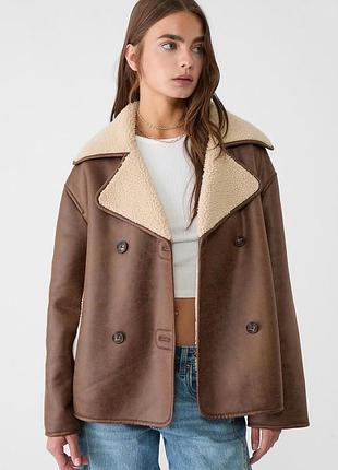 Жіноча дублянка stradivarius коричнева 3