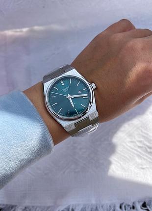 Мужские часы tissot prx 80 green quartz 40 мм - кварцевый, зеленый циферблат, сапфировое стекло, стальной браслет
