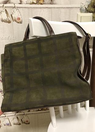 Сумка жіноча zara замшева хакі