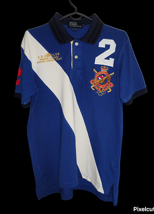 Чоловіче поло polo ralph lauren mercer classic / hunter jumper, синє з білим, з коротким рукавом