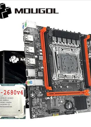 Материнская плата mougol x99e + процессор 2680v4 (14 ядер / 24 потоков), частота до 3.3 ghz.