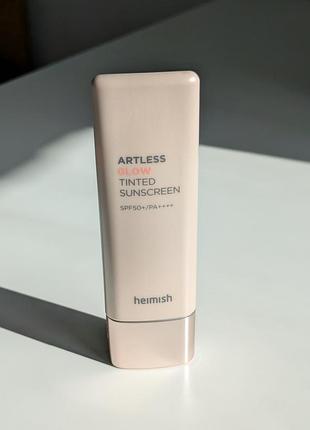 Сияющий тонирующий солнцезащитный крем/база heimish artless glow tinted sunscreen spf50+ pa+++ shine beige, 40 мл