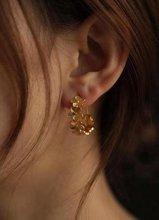 Серьги цветочки нержавеющая сталь stainless steel