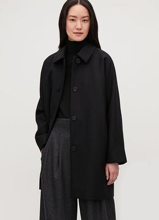 H&m чорне пряме напів пальто плащ коротке вільне оверсайз базове повсякденне демісезон жіноче р. m l