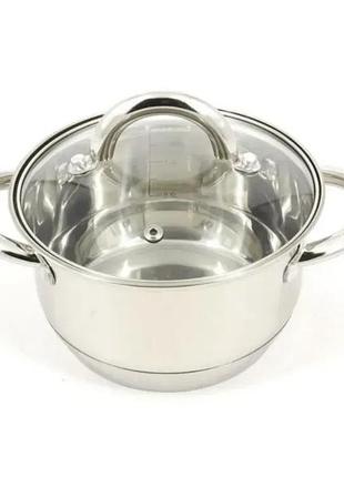 Кастрюля с крышкой 1,9л styleberg (wk-2156) из пищевой стали с жаростойким стеклом