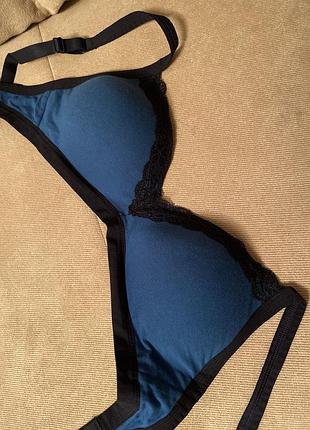 Бюстгальтер it’s for lily, london, 70e (32d), синий с чёрной отделкой, бавовна без кісточок