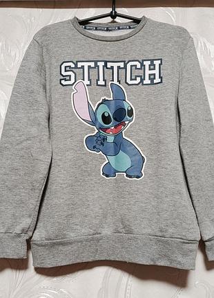 Світшот толстовка  кофта "стіч" фірми primark р.xs,;eur 32. сірий, на флісі.